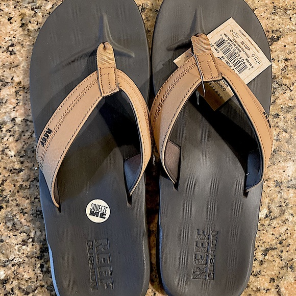 Reef Other - MEN'S REEF BROWN CONTOURED CUSHION FLIP FLOP BEACH SANDALS SIZE 13 (NWT)